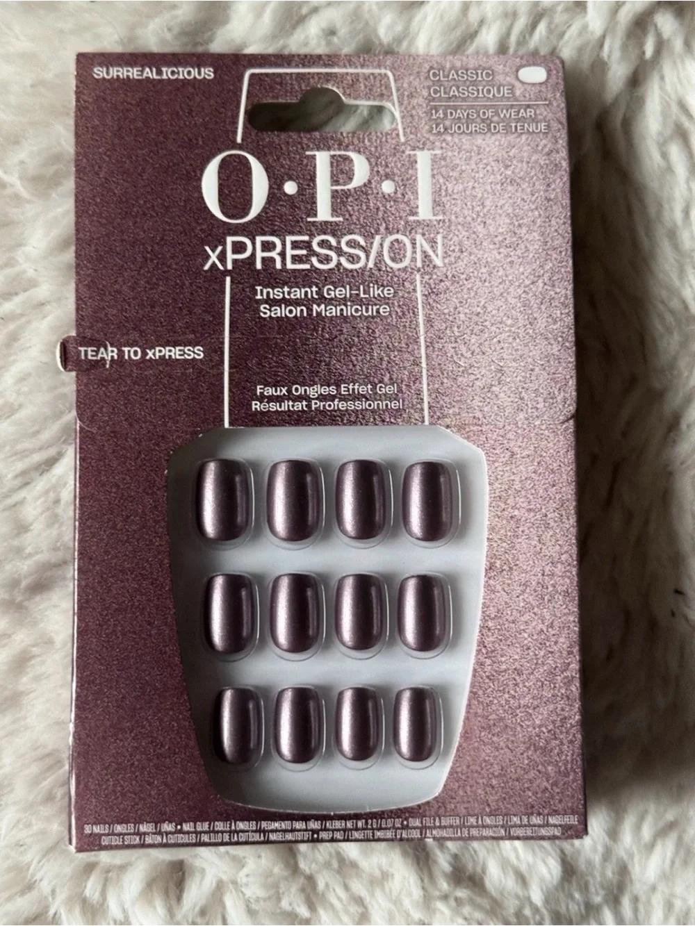 OPI Xpress/on Surrealicious Purple Glitter Short Square Oval Press On Nails